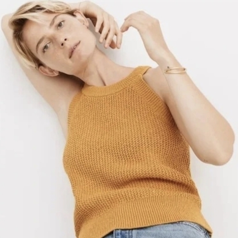 Madewell Cutaway Sweater Tank Thick Knit Top Off White Size S